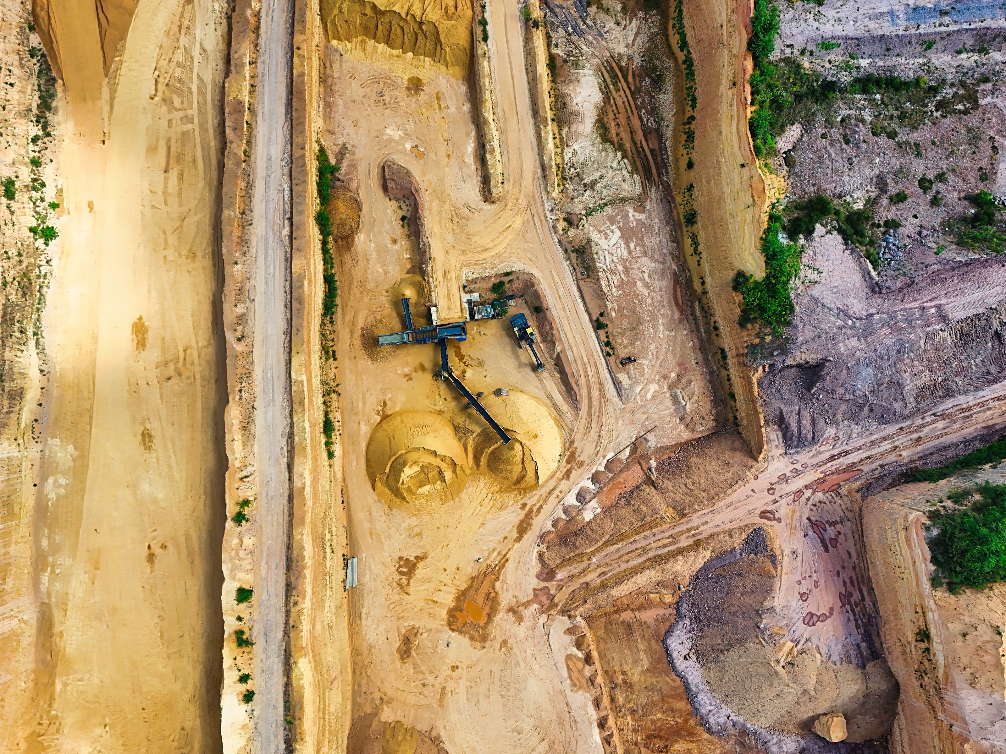 Aerial view of an open pit operation