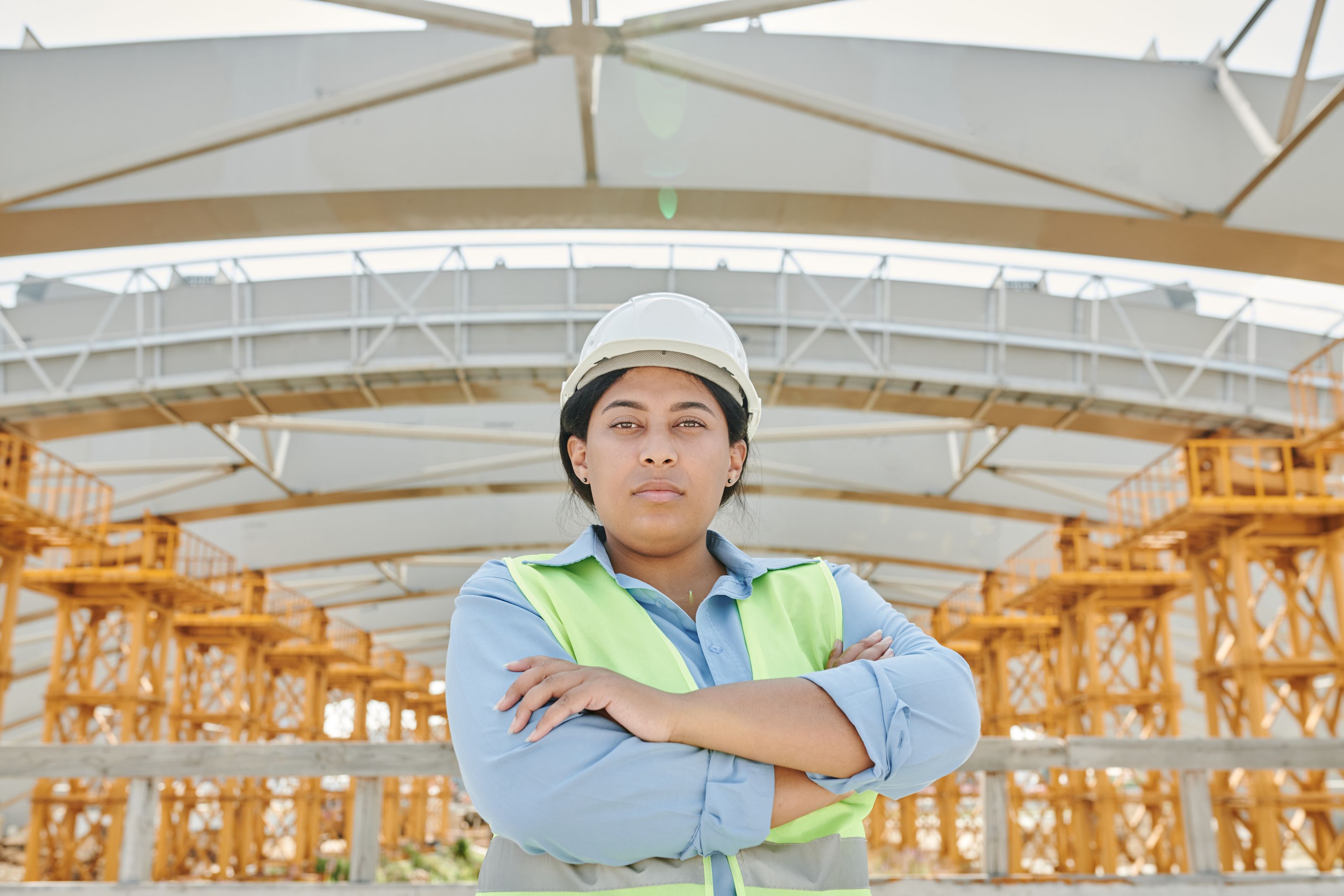 Engineer on site with a project team